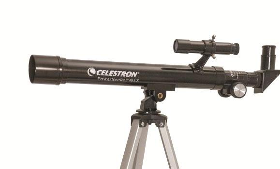 Celestron PowerSeeker 40AZ Dalekohled typu Refractor (čočkový), průměr předního členu 40mm, ohnisková vzdálenost 500mm ( f/13 ) s jednoduchou azimutární montáží snadnou pro ovládání.