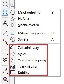 Další tvary a kombinování objektů Další tvary a kombinování objektů Další geometrické tvary Pomocí nástrojů v Okně nástrojů na levé straně okna lze velmi snadno vytvářet základní geometrické objekty