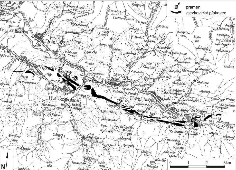 112 křemenné pískovce (80 % křemene) a arkózové pískovce (Bubík 2006).