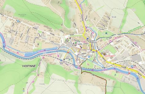 Informační centrum Hostinné Náměstí Hostinné Kostel Nejsvětější Trojice Olivetská kaple Františkánský klášter Hostinné Tyršovy sady Náměstí Hostinné Informační centrum Hostinné 3,5 km Radnice s obry