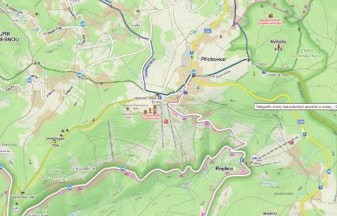 Parkoviště Ski areál U Čápa po zelené Příchovice - bus Pod Hvězdou Hvězda - tur.