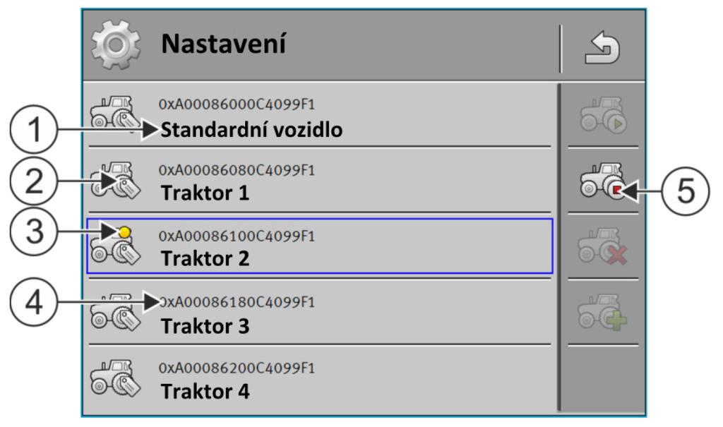 8 Aplikace Tractor-ECU Správa profilů traktoru potřebovat profil, ve kterém změříte v geometrii odstupovou vzdálenost ke spodnímu rameni, a profil, ve kterém změříte odstupovou vzdálenost k výkyvnému