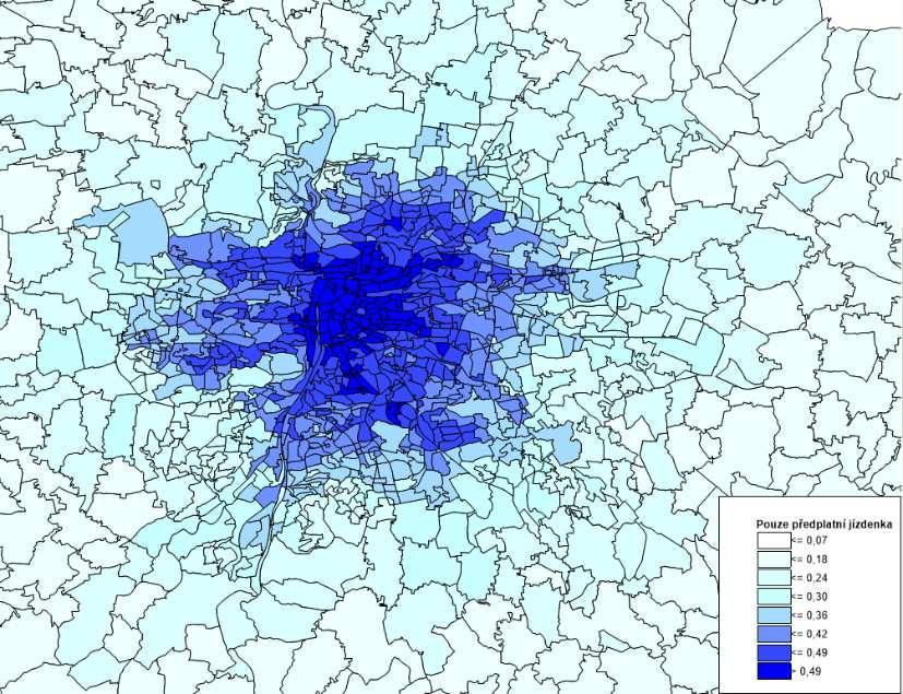 Příslušníci těchto čtyř segmentů v rámci jedné zóny měli stejnou dopravní dostupnost VHD i IAD.