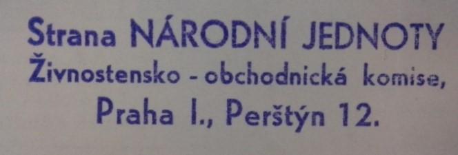 12. Ukázka razítek strany Národní jednoty.