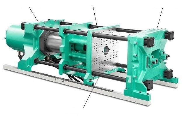 UTB ve Zlíně, Fakulta technologická 27 pevná část pohyblivá část upínací část vodící sloupy Obr. 13 Hydraulický uzavírací systém od firmy Arburg [10] 3.