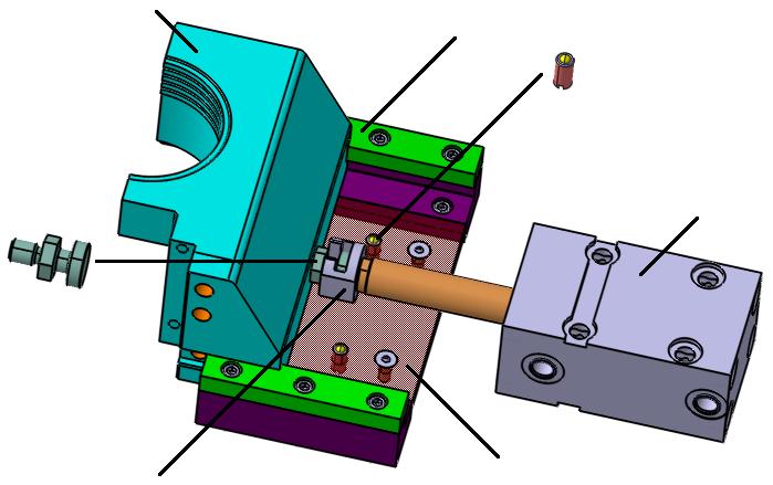 UTB ve Zlíně, Fakulta technologická 67 Obě posuvné tvarové čelisti jsou odformovány pomocí dvou hydraulických válců (tahačů) E7000/32/75, které jsou uchyceny čtyřmi šrouby M10x135 k levé kotevní