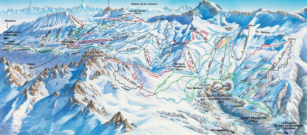 Saint Francois (70 km) spolu s vedlejším střediskem Valmorel (95 km) tvoří oblast známou jako Grand Domaine se 165 km sjezdových tras, které splní očekávání i toho nejnáročnějšího lyžaře.