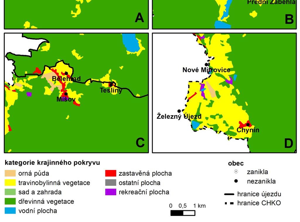 BOHEMIA CENTRALIS 34 42 Obr. 3. Ukázka struktury krajinného pokryvu v CHKO Brdy v období 2014 2015.