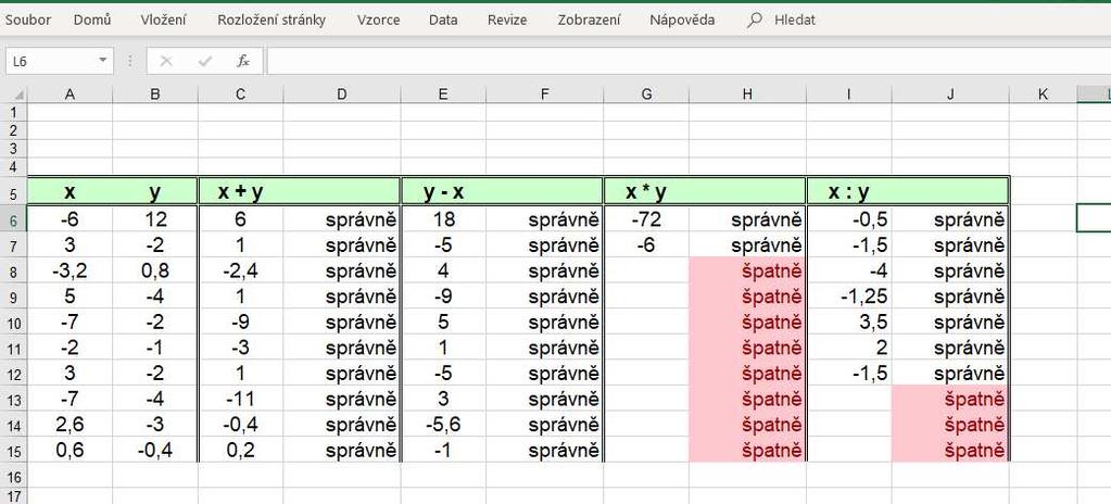 28 Nástroje informatiky vhodné pro výuku v matematice Obr. 19 MS Excel celá a desetinná čísla procvičování (využita funkce Print Screen) 4.2.2 7.