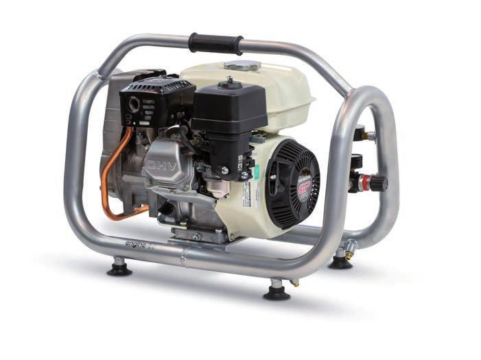 82 ENGINE AIR ENGINE AIR - benzínové, přenosné Malé pístové kompresory s přímým pohonem pomocí benzínového motoru Honda v přenosném provedení s dodávaným tlakem vzduchu 10 bar.