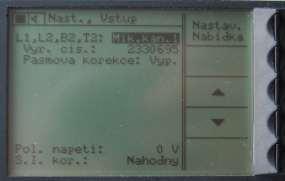 Vstup L1, L2, B2, T2: Mik. kan.1, Mik. kan.2, AC kan.1 Při dvoukanálovém měření nadefinujeme, na kterém kanále je měřena L1 a na kterém L2, B2, T2.