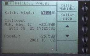 8.4.4 Kalibrace Před započetím měření je nutno kalibrovat mikrofon akustickým kalibrátorem.
