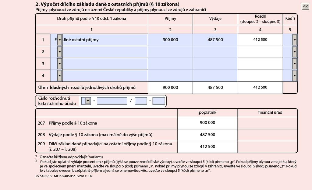 Pro kontrolu jsou zde uvedeny: ř. 40, ř. 41, ř. 41a, ř. 42, ř. 45, z přílohy 2 ve 2.