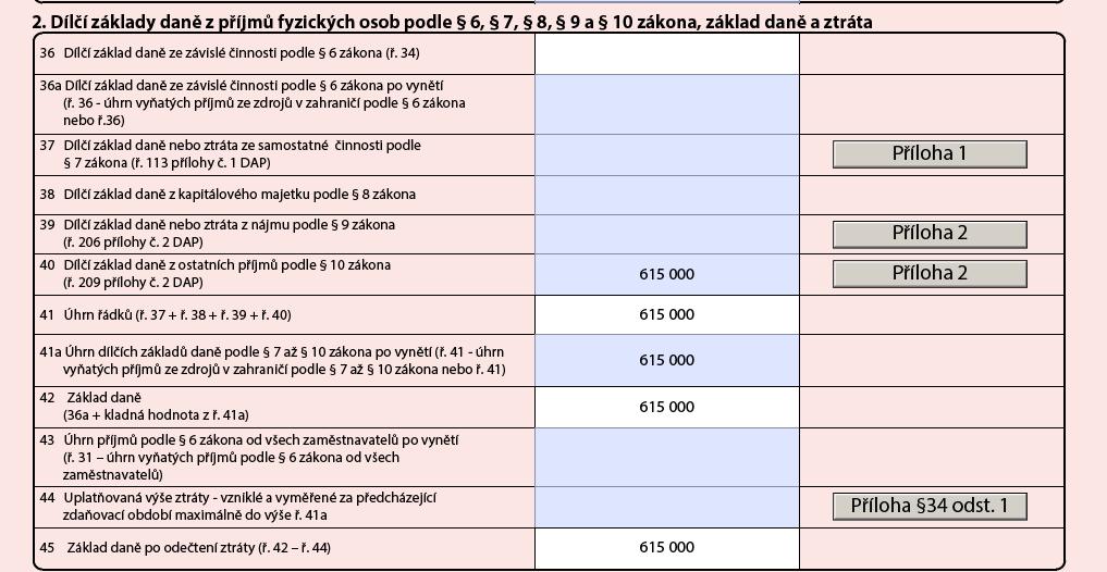 které by si mohl odečíst, ale u jiných ostatních příjmů za výdaj dosadí poplatky za