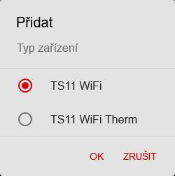 6. Jako Typ zařízení vyberte TS11 WiFi a