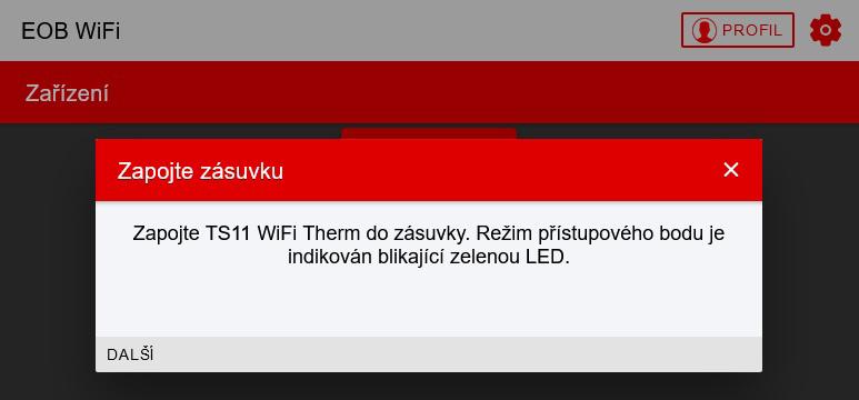 na rozblikání zelené LED a poté klikněte na