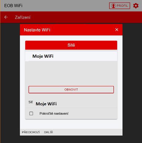 Vyhledejte ve Vašem telefonu (PC) dostupné WiFi