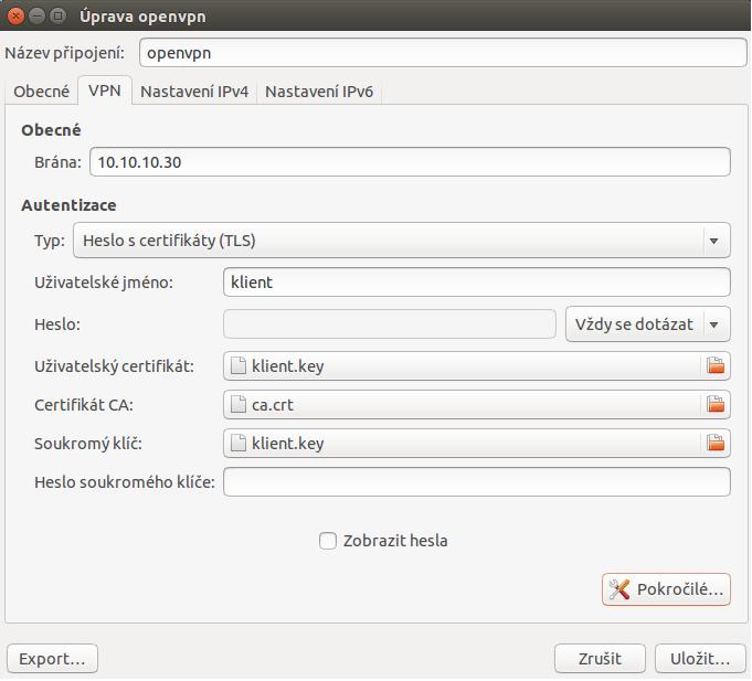 Software OpenVPN 6.4 Další možnosti a rozšíření Na operačním systému Ubuntu je také možno doinstalovat grafický doplněk pro OpenVPN.