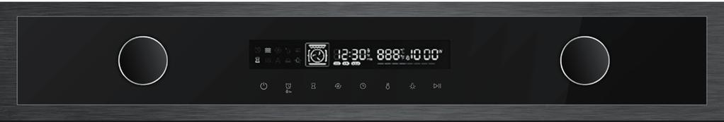 EN Control Panel Description 1 Baking function knob 2 Switch ON/OFF button 3 Timer and child lock button 4 End time setting button 5 Quick preheat button 6 Time setting button 7 Temperature setting