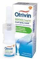 Otrivin 1 mg/ml nosní sprej, roztok 10 ml, 94 Kč, Otrivin Rhinostop 0,5 mg/ml + 0,6 mg/ml nosní sprej, roztok 10 ml, 139 Kč.