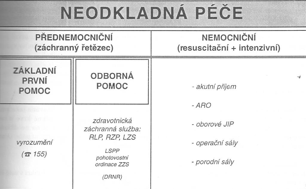 Příloha B - neodkladná péče Systém neodkladné péče (Ertlová & Mucha, 2003, s.