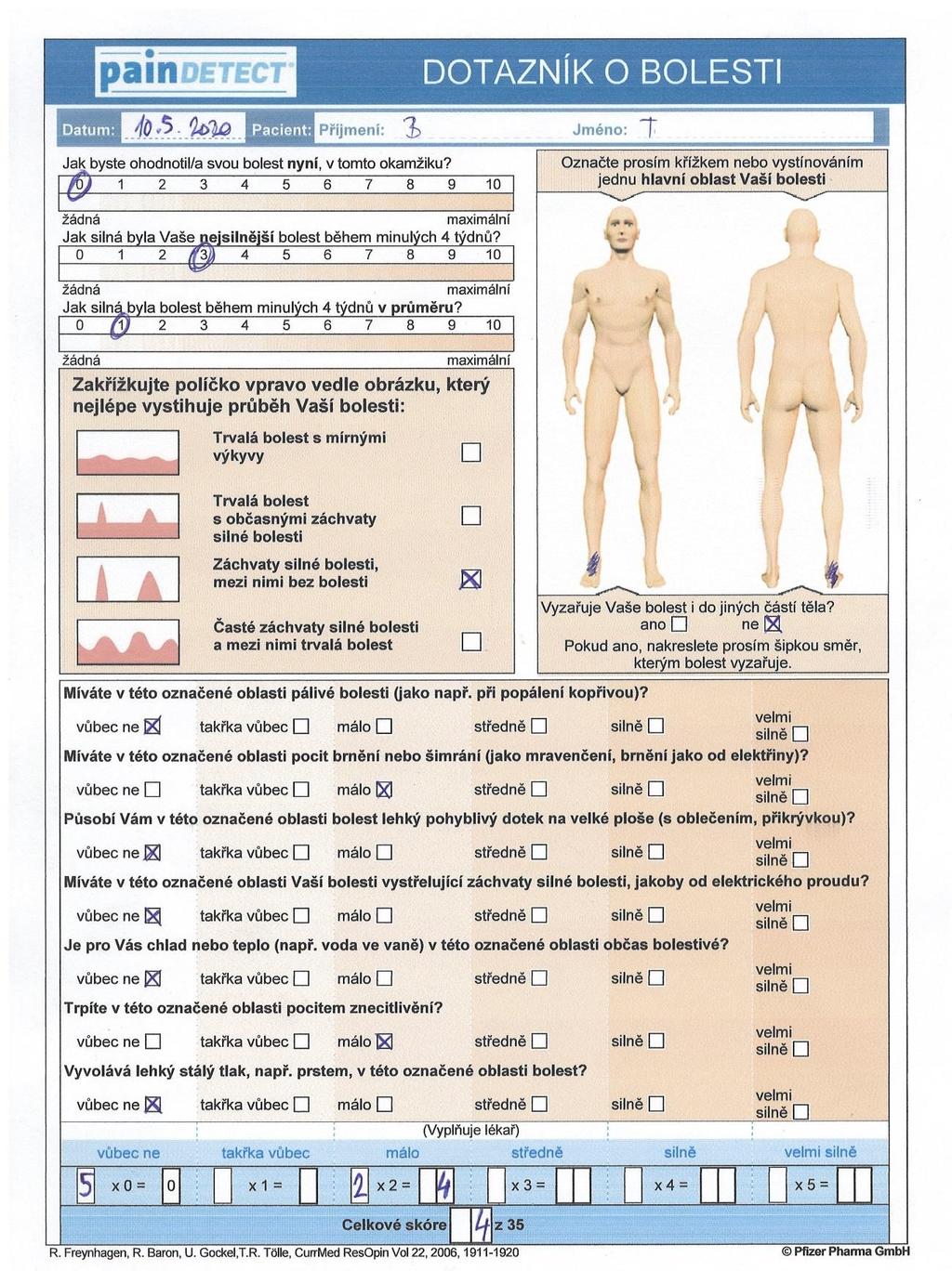 Příloha 3 Dotazník PainDETECT