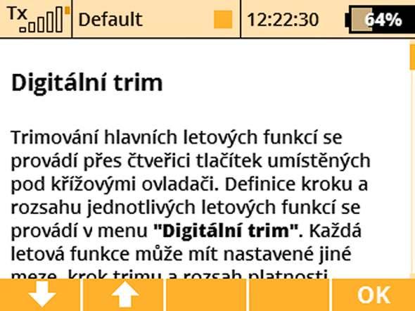 Vyvolání režimu nápovědy je možné u každé položky, kde se Vám zobrazí ikona s otazníkem v pravém horním