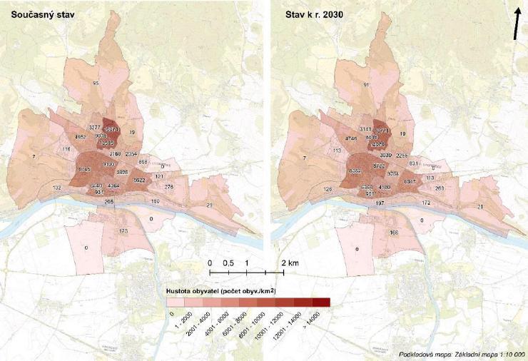 Z hlediska budoucího vývoje (rok 2030) do analýzy vstupují budoucí projekce, jak z hlediska klimatu, tedy klimatické scénáře RCP, tak z hlediska demografického vývoje obyvatel města