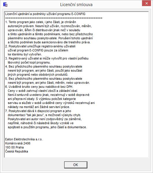 3. Spuštění programu E-CONFIG Máte-li program E-Config úspěšně instalován na Vašem počítači v souladu s postupem uvedeným v kapitole 2, můžete přistoupit ke spuštění programu. 3.1 První spuštění 1.