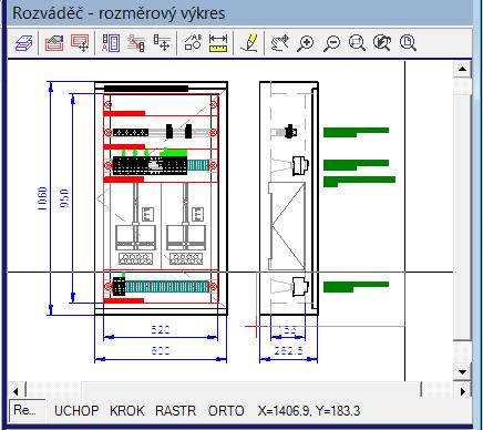 19.3 Zvětšování/zmenšování pohledu (Zoom) 1. Klikněte na ikonu Zvětšit v nástrojovém panelu v okně s rozměrovým výkresem. 2.