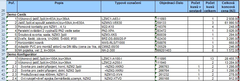 Možnost tisku ikony informující o stavu sestavy (identifikace výsledku kontroly vazeb a vzájemných kolizí mezi příslušenstvím). Excel Grafické znázornění vazby přístroj / příslušenství.