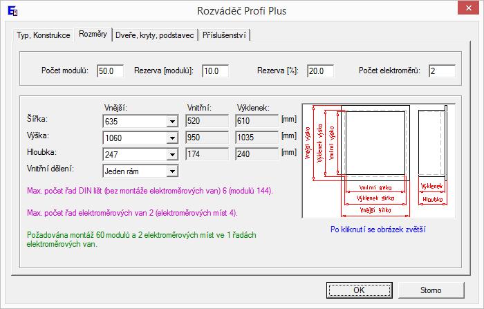 Záložka Typ, konstrukce: určuje celkovou koncepci rozváděčového pole: Ilustrační obrázek: schematické znázornění zvolené konstrukční varianty.