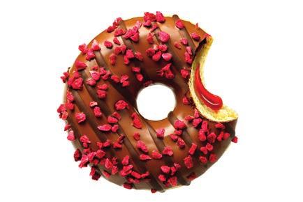 COCONUTTY DONUT PREMIUM BÍLÁ ČOKOLÁDA KRÉMOVÁ NÁPLŇ Poleva z bílé belgické čokolády, sypaný strouhaným kokosem.
