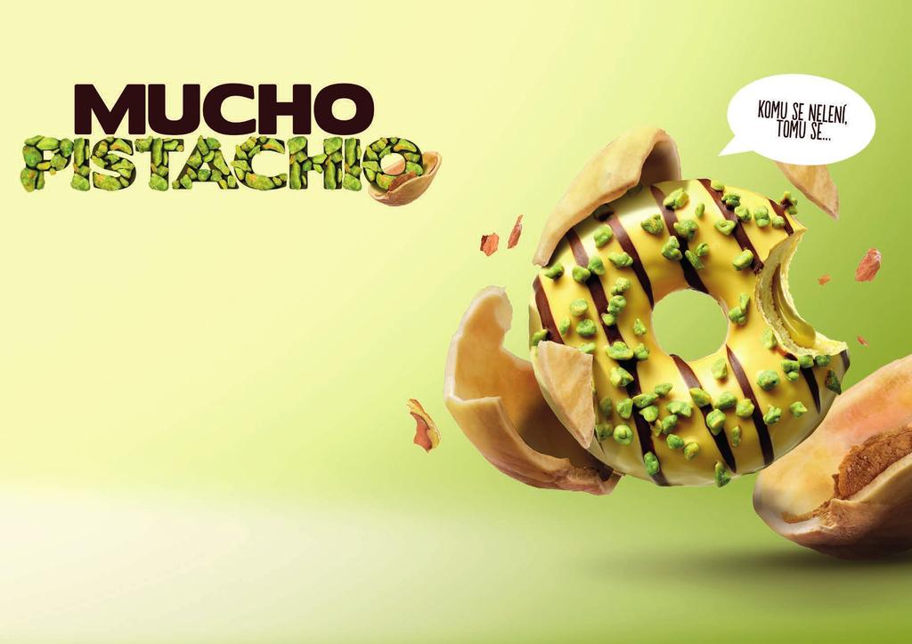 Donut premium s pistáciovou náplní MUCHO PISTACHIO Pořádná porce pistáciového