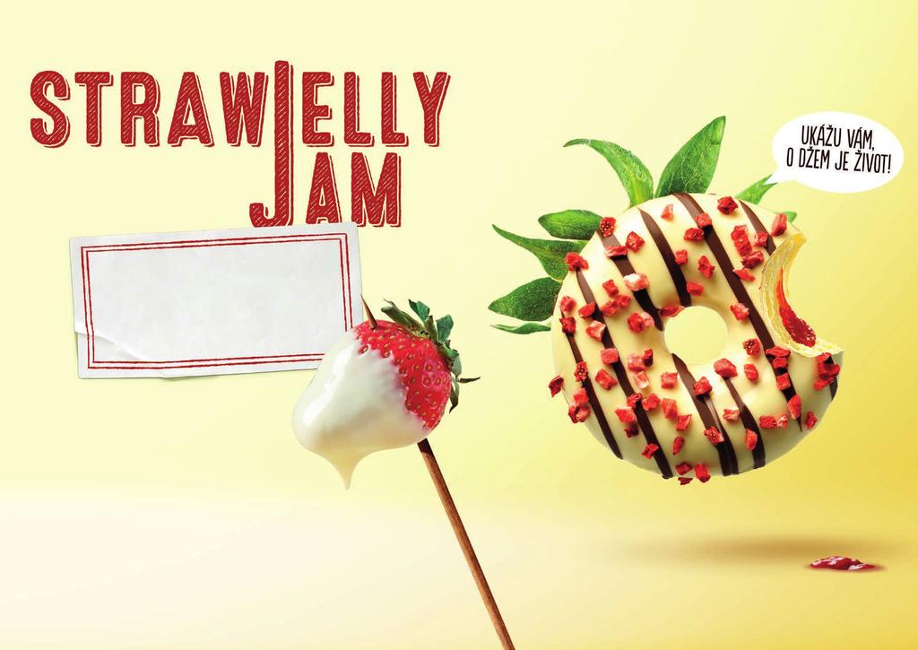 Donut premium s jahodovou náplní STRAWJELLY JAM Milujete bílou čokoládu a