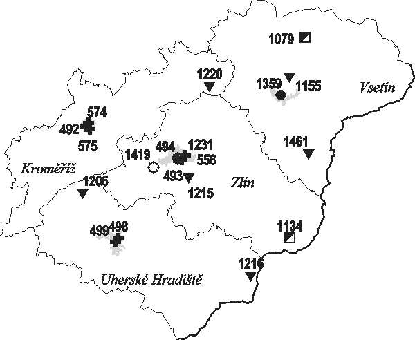 Obrázek 9: Stanice měřící čistotu ovzduší ve Zlínském kraji Zdroj: ČHMÚ 4.