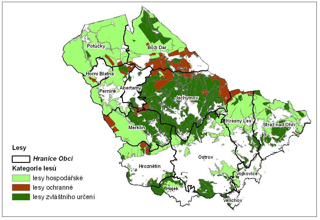 Zemědělský půdní fond Obrázek 2 Kategorie lesů ORP Jak je viděz z výše uvedeného obrázku. Lesy tvoří nezastupitelnou část tohoto území.