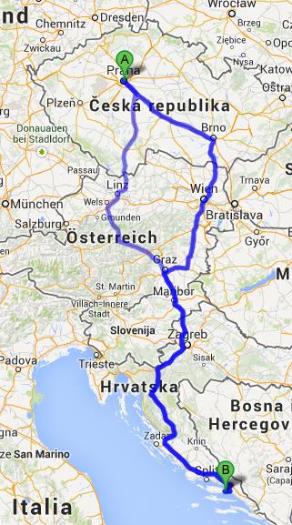 Levně i rychle dostupná exotika Autem Praha-Sumartin (přes Linz) - 1.094 km, doba jízdy = 12:00 + trajekt Praha-Sumartin (přes Brno) 1.