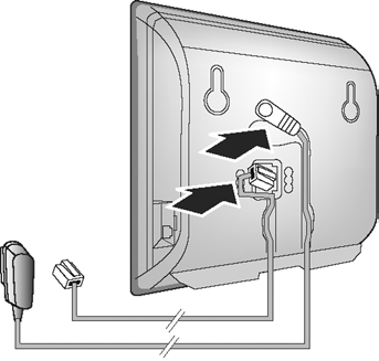 Připojení základny 7 3 Telefonní kabel a elektrický kabel připojte k základně A Telefonní kabel zapojte do dolní zdířky na zadní straně základny.