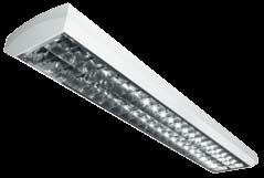 Typy mřížek ve svítidlech MODUS AL vysoká účinnost, vyborné optické vlastnosti, podélné vysoce leštěné hliníkové lamely lomeného parabolického tvaru příčné lamely matovaný hliník univerzální použití