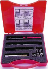Každá sada obsahuje závitové vložky, HSS ruční závitník, nástroj pro zašroubování závitové vložky a návod.