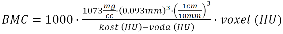 BVF [%] veličina objemový podíl kostní tkáně BVF bone volume fraction označovaná také BV/TV. Je to podíl objemu trámečků vůči celkovému objemu spongiózní kosti.