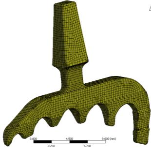 3 Tab. 10.3: Mechanické vlastnosti. MKP model Při diskretizaci implantátu byly voleny solid prvky (HexDominant) s globální velikostí elementu 0.3 mm.