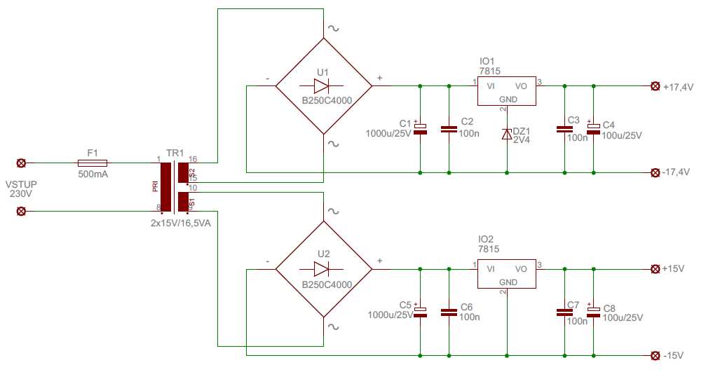 1.5 Pomocný zdroj Při návrhu a konstrukci zdrojů je většinou nutné napájet řídící část, elektronické voltmetry, elektronické ampérmetry, ventilátory a další periférie z galvanicky odděleného zdroje.