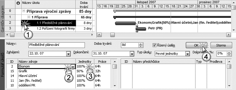 Kapitola 5 Přiřazení zdrojů 4. Přiřazujeme-li více zdrojů, zopakujeme předcházející kroky pro každý zdroj. Jsme-li s přiřazením spokojeni, stiskneme tlačítko OK, aby se provedené změny projevily.