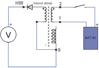 Obr. 9. Mìøení transformátoru nastaveny optimálnì. Výsledné hodnoty signálù jsou na obr. 5.
