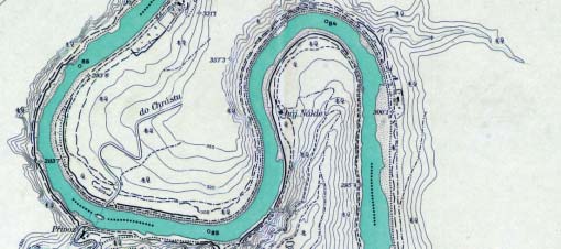VOJENSKÝ ZEMĚPISNÝ ÚSTAV V LETECH Ukázka jedné z tematických map zpracovaných Vojenským zeměpisným ústavem pro státní orgány (mapa podélného profilu vodního toku řeky Vltavy v měřítku 1 : 10 000) a 1