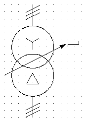 pod zatížením, v zapojení hvězda - trojúhelník Three-phase transformer with tap changer On-load tap changer, connection stardelta A00127 S00853 Jestliže je vhodné nakreslit, že indukční cívka má