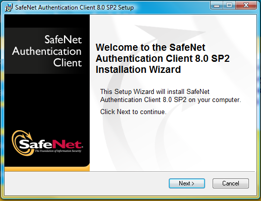 2.3.2. Instalace middlewaru SafeNet Authentication Client (SAC) Vložte do mechaniky instalační CD Bezpeční klíč.