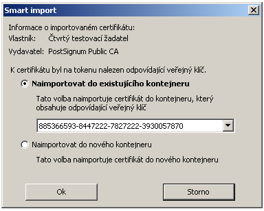 5.4. Instalace vydaného certifikátu Na základní webové stránce klikněte na odkaz v části 5.3. Instalace vydaného certifikátu. Na zobrazené stránce si můžete vybrat způsob načtení vašeho vydaného certifikátu.